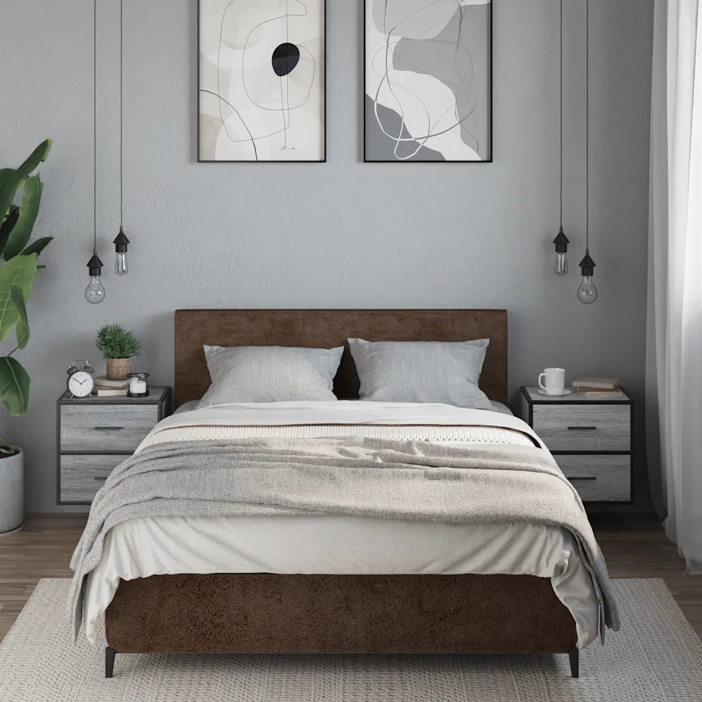 Set di 2 Comodini | Armadio da Notte | Mobiletto da notte a Muro Grigio Sonoma 40x31x39,5 cm