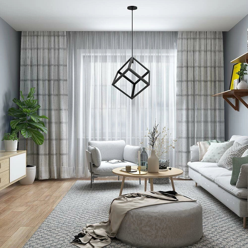 Lampadario Lampada Sospensione Cubo 28cm Design Moderno Paralume Metallo Nero