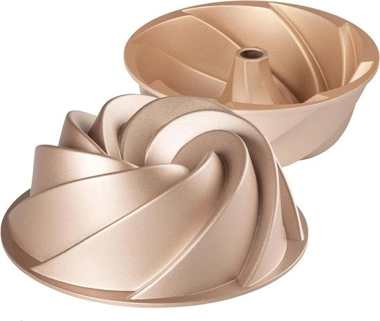 Tappo anti-adesivo e Tazza per Torta in Alluminio Durissimo in Rosé Giallo, 24 cm di diametro, alta qualità, capacità 2 litri