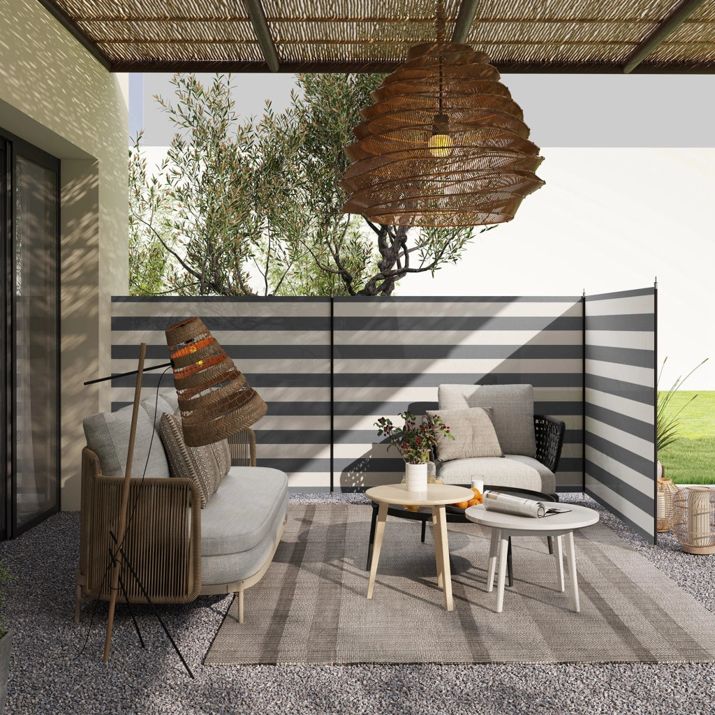 Paravento da Spiaggia Pieghevole ¨C zephmum ¨C Grigio Poliestere Acciaio 540x150 cm