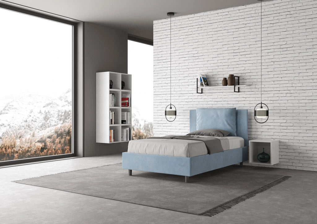 Letto 1 Piazza e Mezzo 120x210 cm con Rete Antea Azzurro