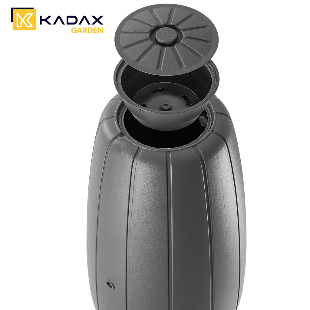 Serbatoio per acqua piovana KADAX, barile per acqua, 200 litri, contenitore per acqua piovana + rubinetto con vaso 2 in 1