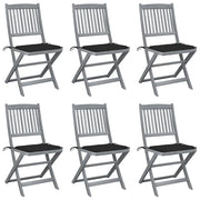 Sedie da Giardino Pieghevoli 6pz con Cuscini in Massello Acacia cod mxl 76123