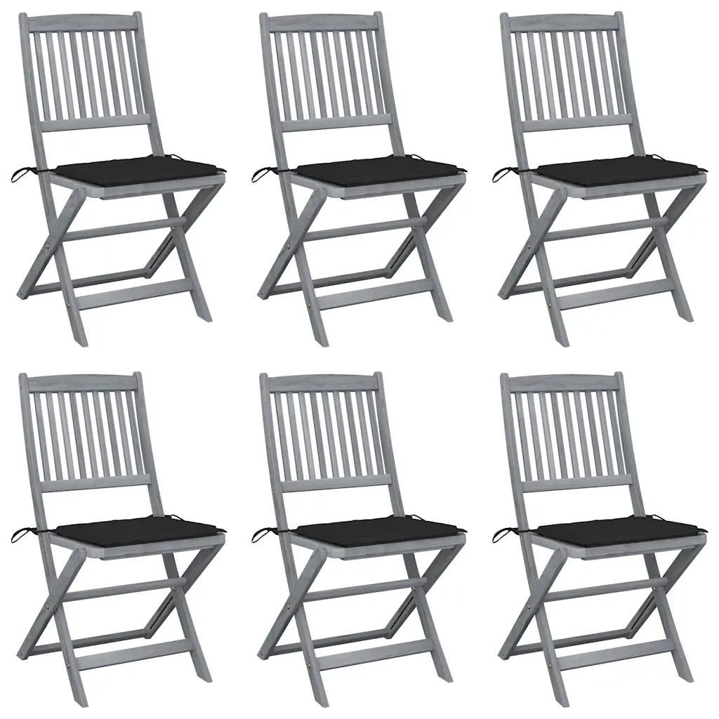 Sedie da Giardino Pieghevoli 6pz con Cuscini in Massello Acacia cod mxl 76123
