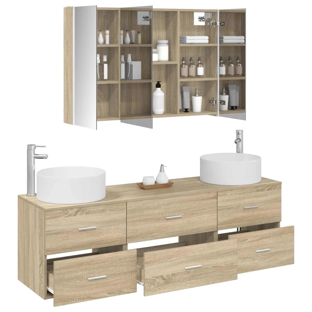 Set di mobili per il bagno 4 pcs Rovere Sonoma 3407065