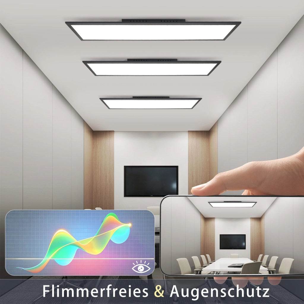 ZMH Lampada da soffitto plafoniera LED nera dimmerabile telecomando per soggiorno ufficio