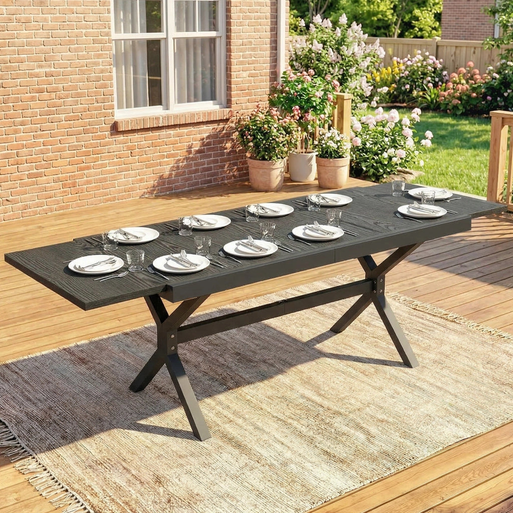 Tavolo da pranzo allungabile per esterno ¨C zephmum ¨C grigio 154x214 cm