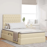 Letto con contenitore e LED Crema 120 x 200 cm Poliestere