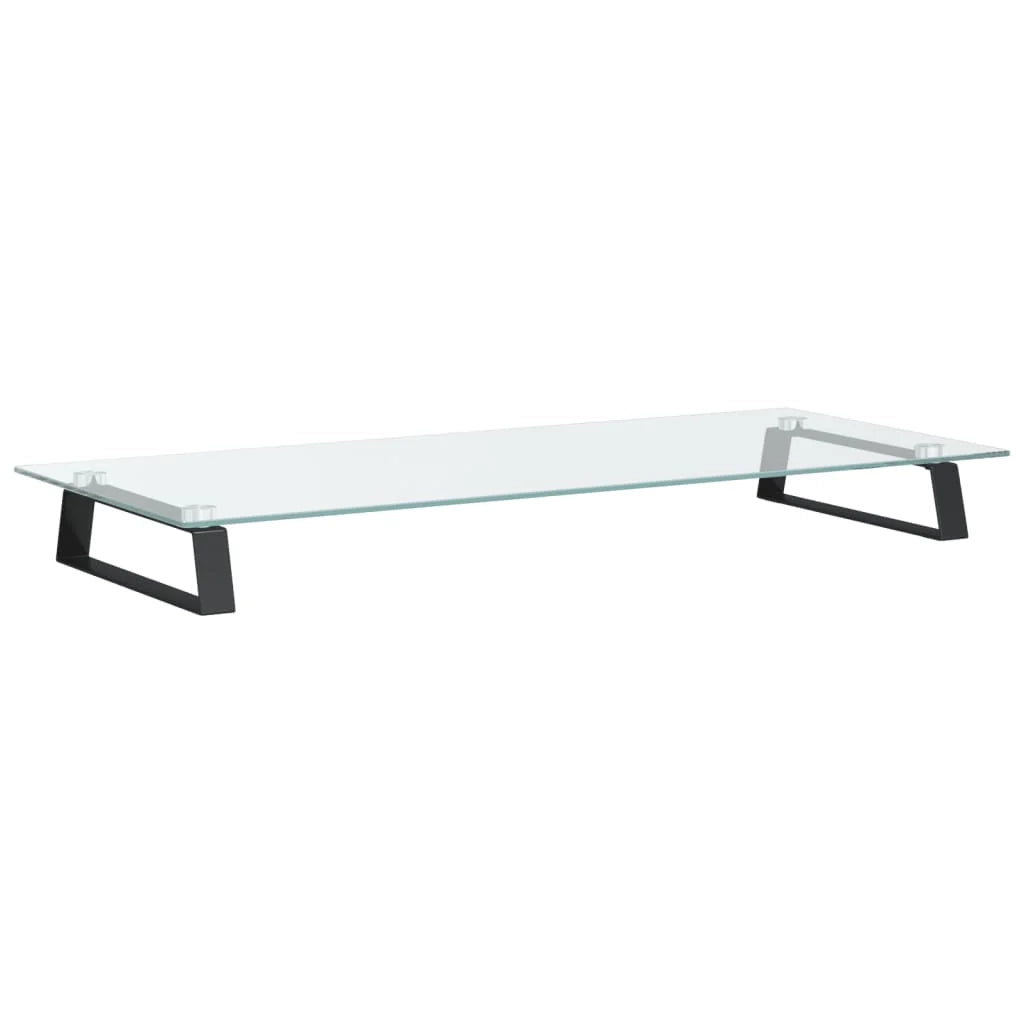Supporto per monitor mobile da scrivania 80 x 35 x 8 cm vetro temperato e metallo nero 02_0044904