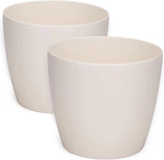 Set di Vasi Decorativi Grande da Fiori da 2 - Beige Plastica | 30 cm