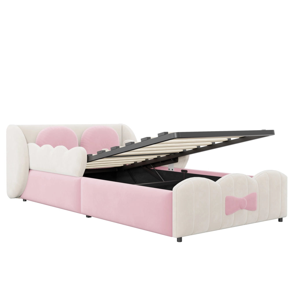 letto per bambini velluto beige 90 x 200 cm