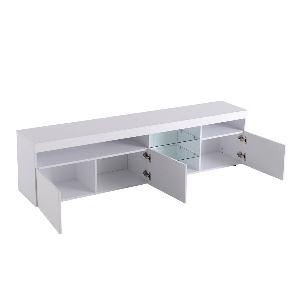 Mobile TV moderno 180 cm bianco lucido con LED a colore variabile