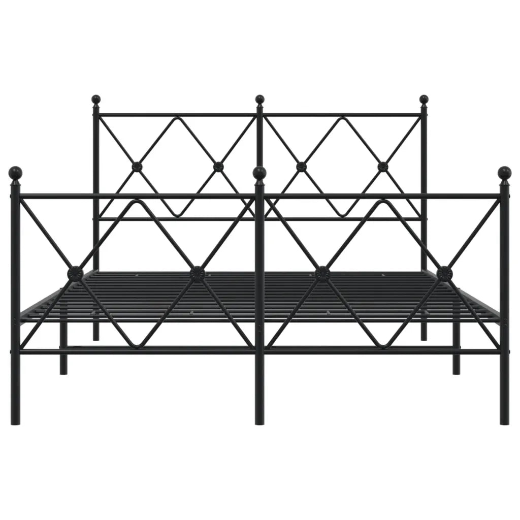 Giroletto con Testiera e Pediera Metallo Nero 120x190 cm