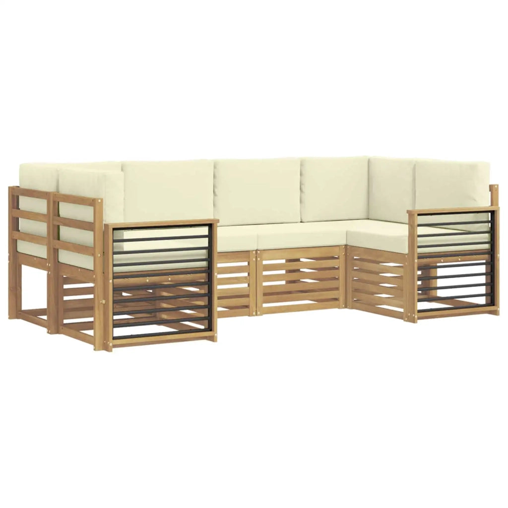 Set divano sezionale 6 pcs Bianco e Crema Poliestere 3392405