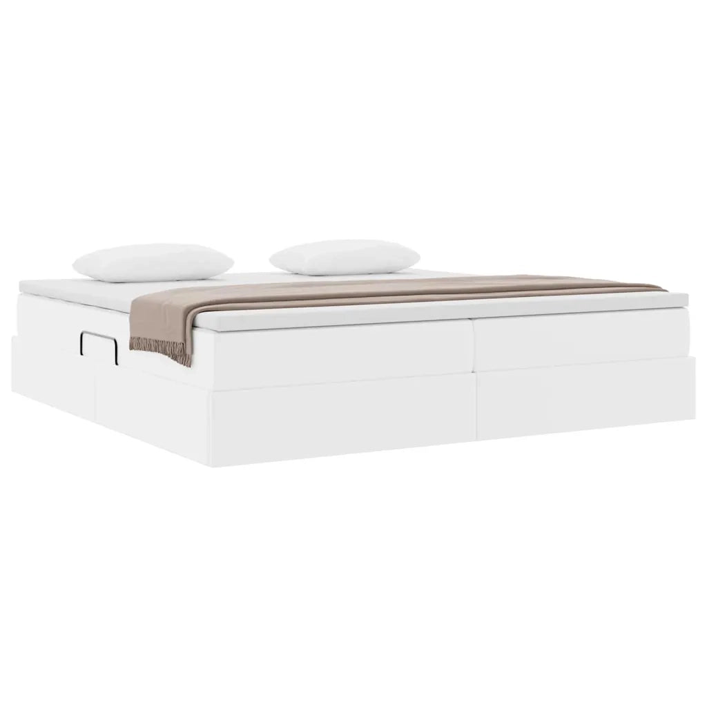 Letto con contenitore e materasso Bianco 200 x 200 cm