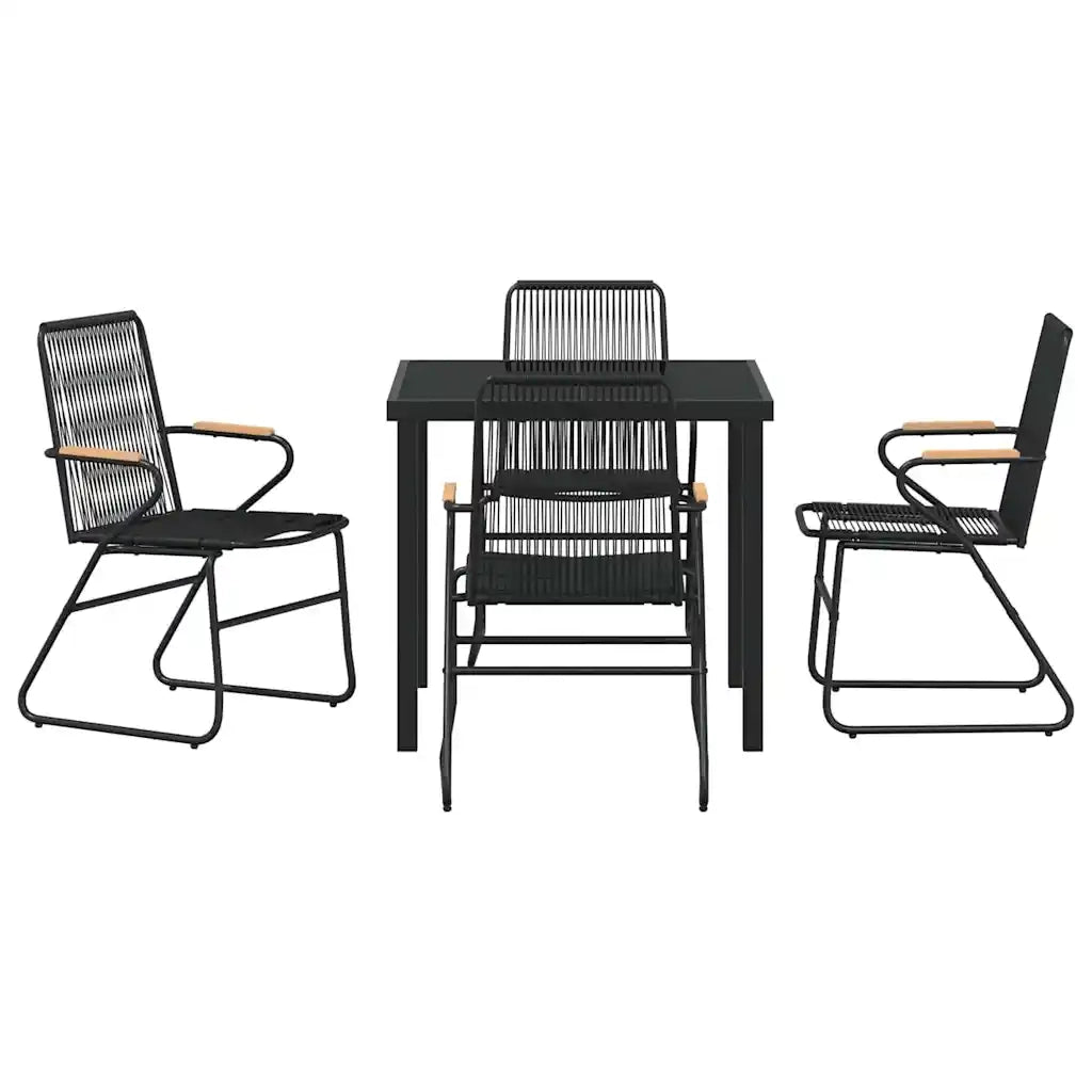 Set da Pranzo per Giardino 5 pcs Nero