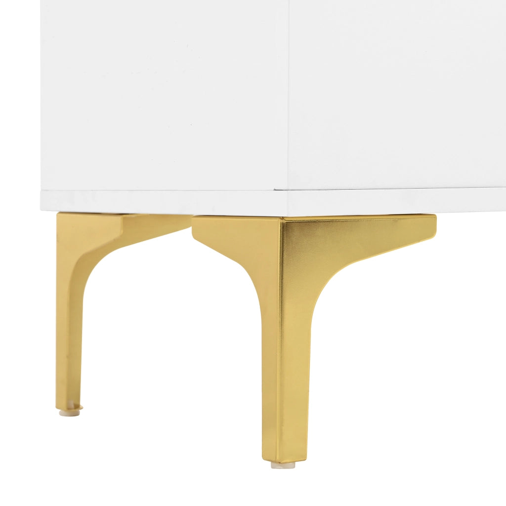 Credenza con 2 ante e 2 cassetti - per soggiorno - in MDF - 80x35x79.5 cm - bianco