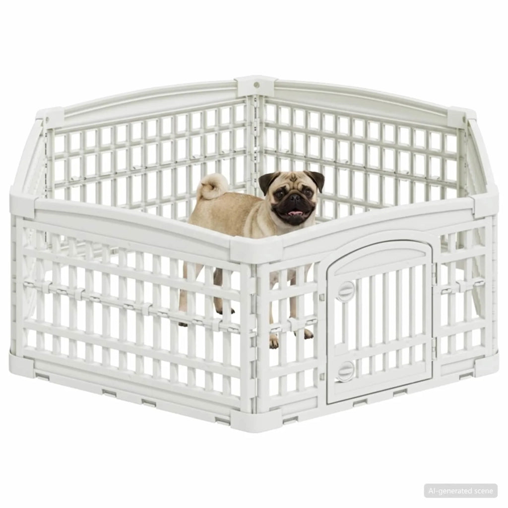 Panchetto per Cani a 6 Pannelli Bianco 122 x 106 x 40 cm 42027217
