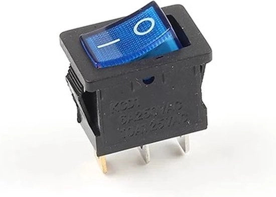 Mini Interruttore On/Off a LED - 3A 250V CA - 6A 125V CA - Blu