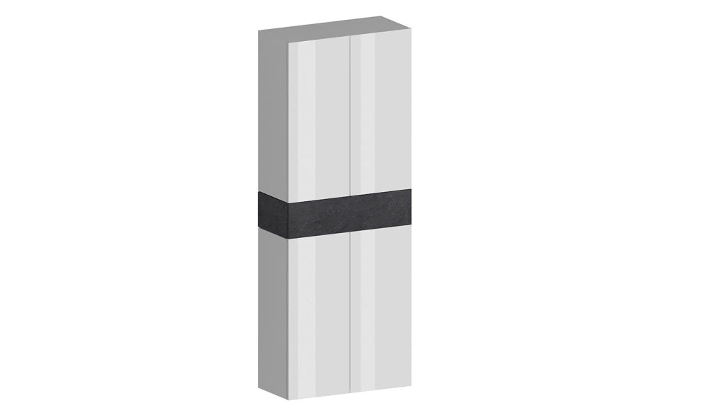 Armadio Scarpiera 4 Ante e 1 Ripiano a Ribalta 76x35x200 cm Savona 4A 1R Bianco Opaco/Grigio Ardesia