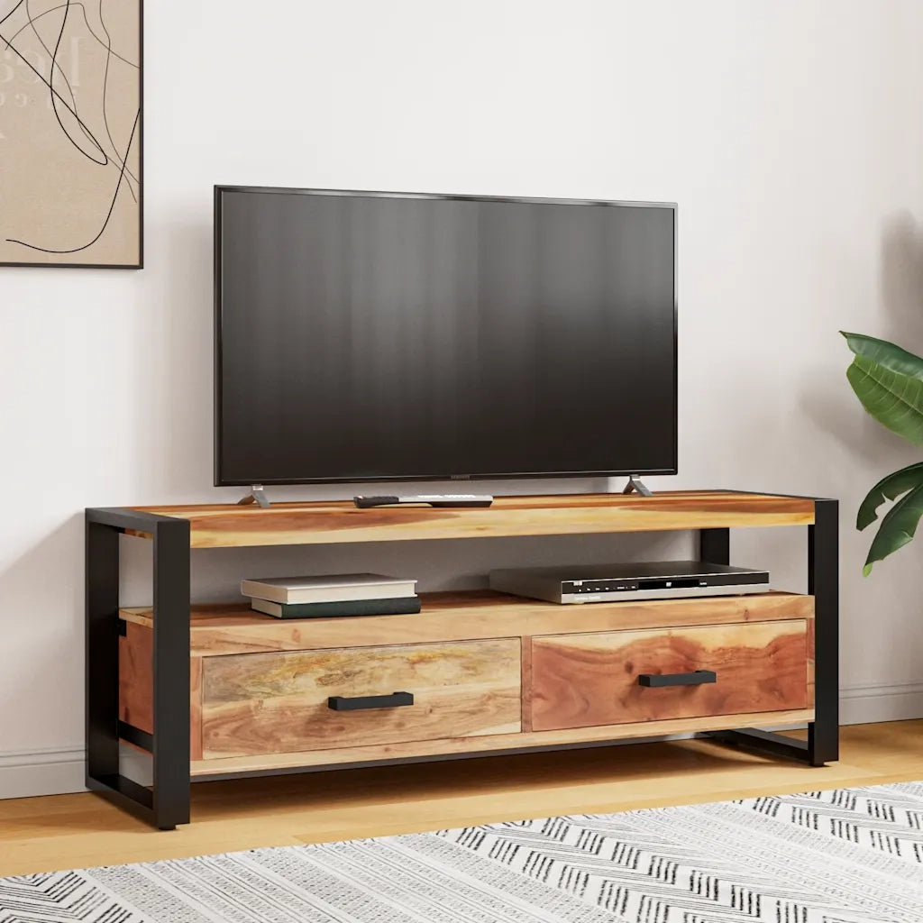 Mobile Porta TV 120x35x45 cm Legno Massello con Finitura Ambra 321551