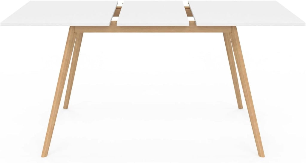 Tavolo rettangolare allungabile scandinavo per 4-8 persone INGA, bianco 110-150 cm