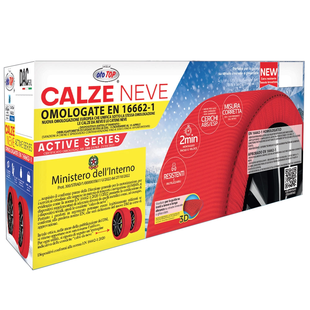 CALZE DA NEVE PER AUTO OMOLOGATE EN 16662-1 ACTIVE SERIES 2 CALZE MIS. S DAC 0007076OT020
