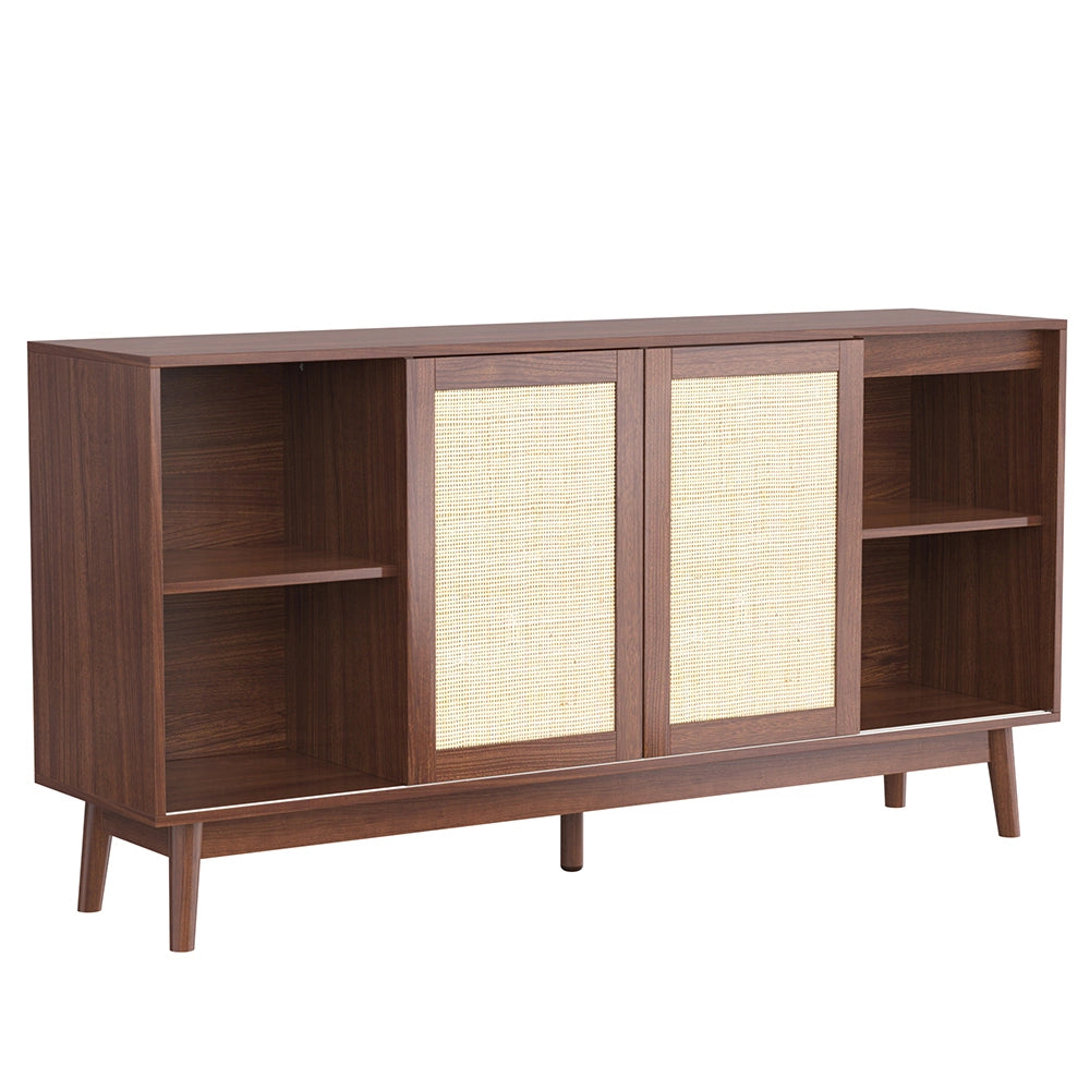 Buffet - Xylo - 155??38??80 cm - 3 Porte Ratan?? Scorrevoli 2 Cassetti