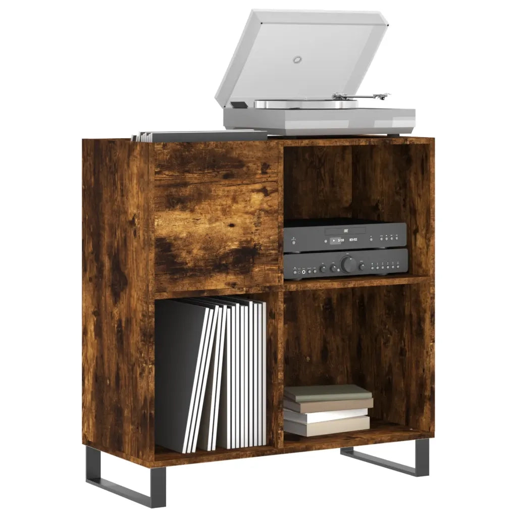 Mobile Porta Dischi Rovere Fumo 84,5x38x89 cm Legno Multistrato 831785