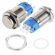 Interruttore Monostabile LED Bianco 12V-24V Fi16 – Acciaio Inox Spazzolato, Resistente agli Atti Vandalici