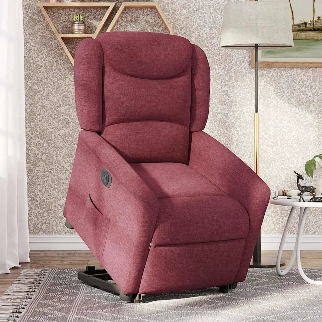 Poltrona Alzapersona Reclinabile Elettrica Rosso Vino Tessuto 3303217
