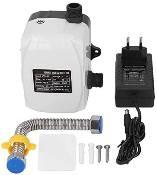 Pompa d'acqua automatica mini per docce - Alta pressione - 180 W - DC 24V - Efficace in termini di risparmio energetico - Silenziosa e efficiente - Pompa a pressione