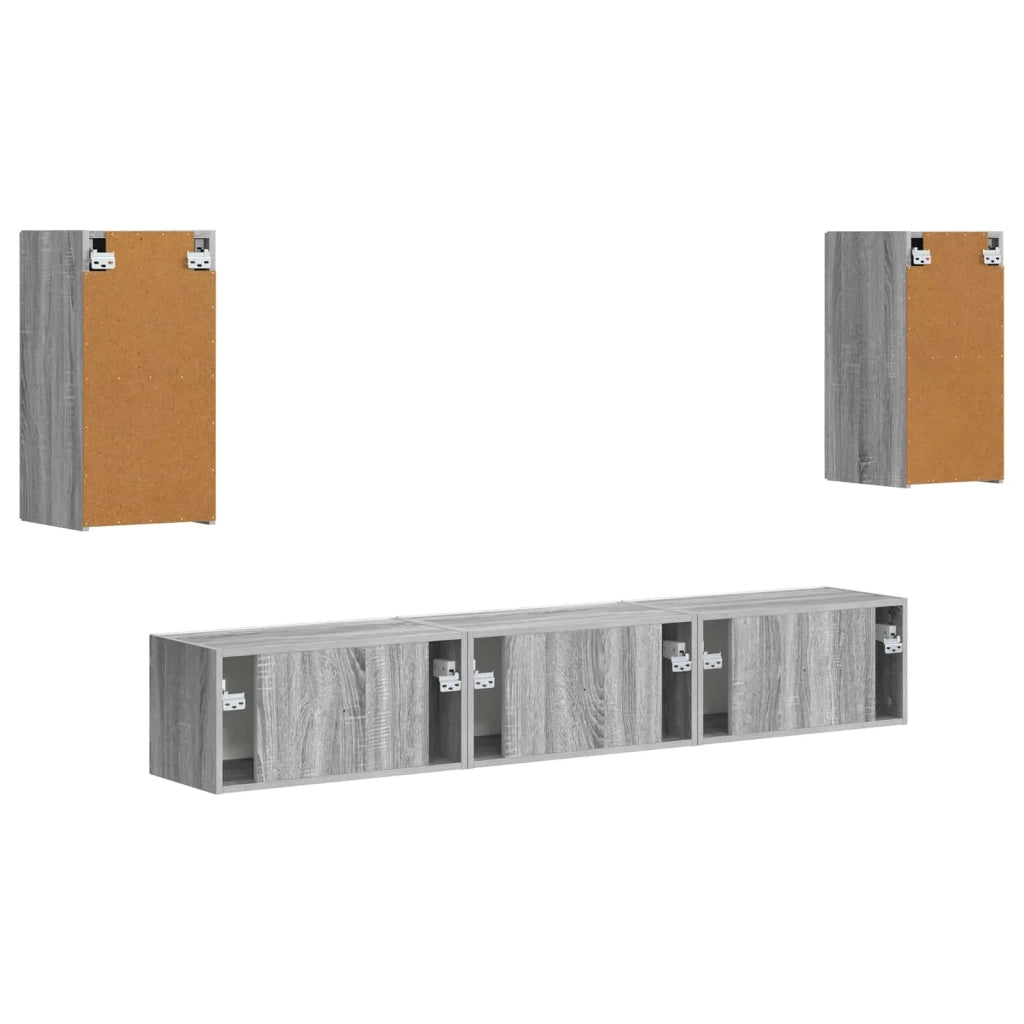 Set mobile TV 5 pcs Grigio Sonoma Legno multistrato 3409075