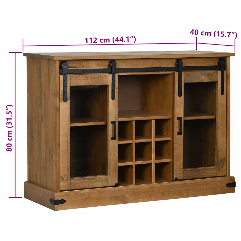 Credenza HALDEN 2 Ante Scorrevoli 112x40x80 cm Legno Massello