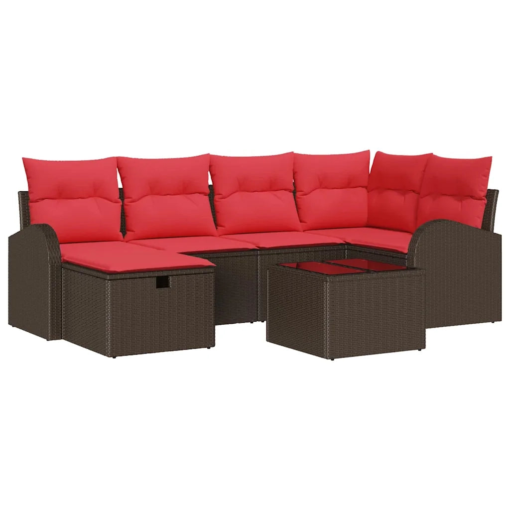 Set Divano da Giardino con cuscino 7 pcs Marrone polyrattan 3360425