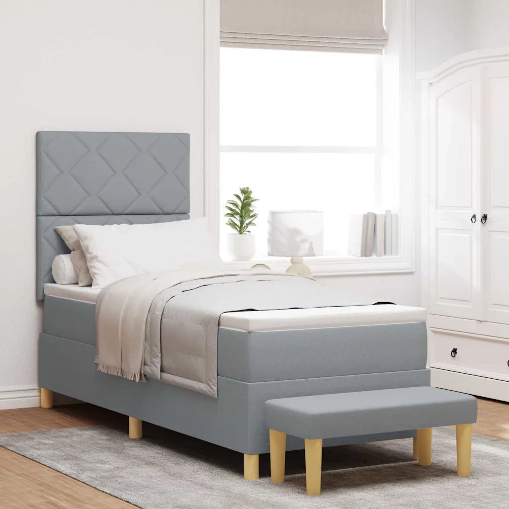 Letto a molle con materasso Grigio chiaro 80 x 200 cm Tessuto