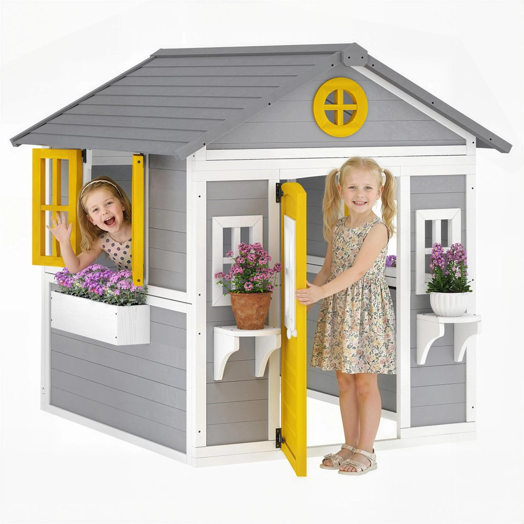 Casetta Giardino Bambini in Legno ¨C zephmum ¨C Grigio 120x120x120
