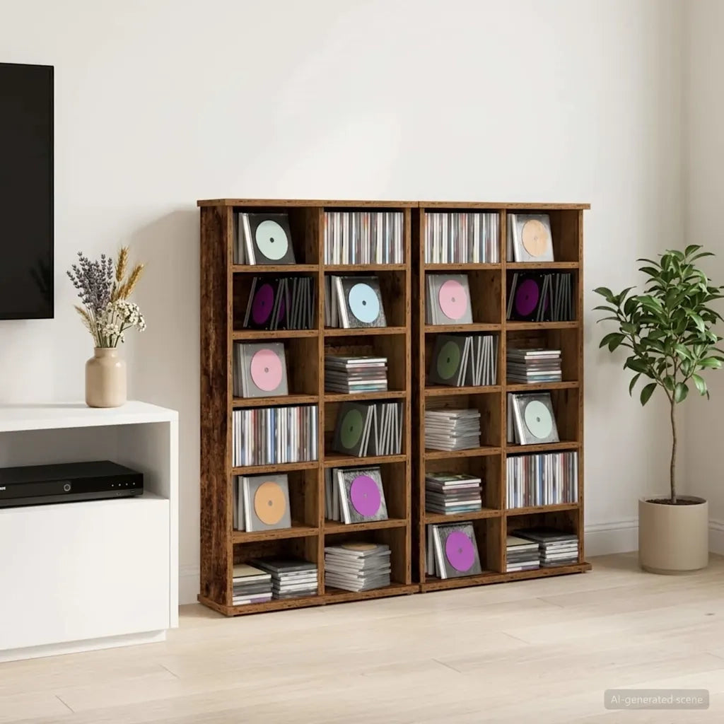 Mobile per CD 2 pz Legno antico 60 x 17 x 92 cm 8012743
