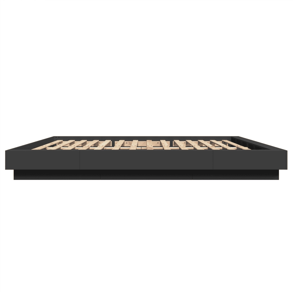 Giroletto con Luci LED Nero 180x200 cm in Legno Multistrato