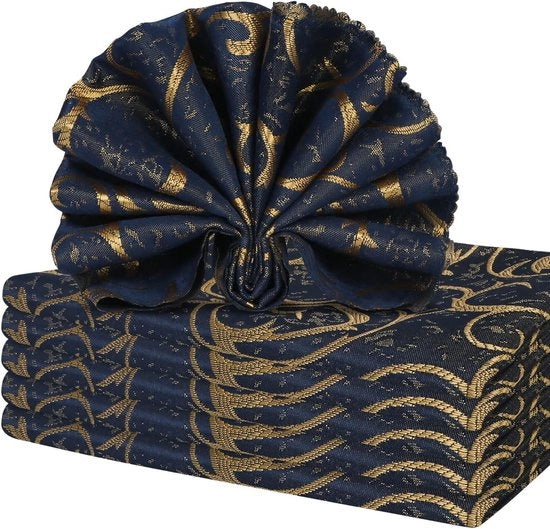 Set di 6 tovaglioli in stoffa, stoffa tovaglioli jacquard, tovaglioli in stoffa con disegno damascato, tovaglioli in lino di alta qualità per cene di famiglia, matrimoni, cucina, decorazione da caffè festiva, 48 x 48 cm, blu