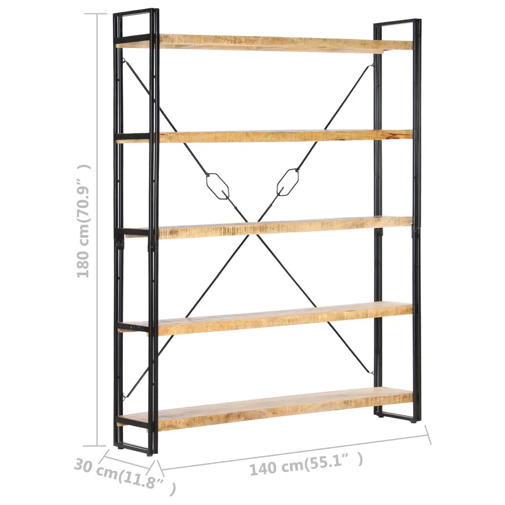 Libreria a 5 Ripiani 140x30x180 cm in Legno Massello di Mango 286580