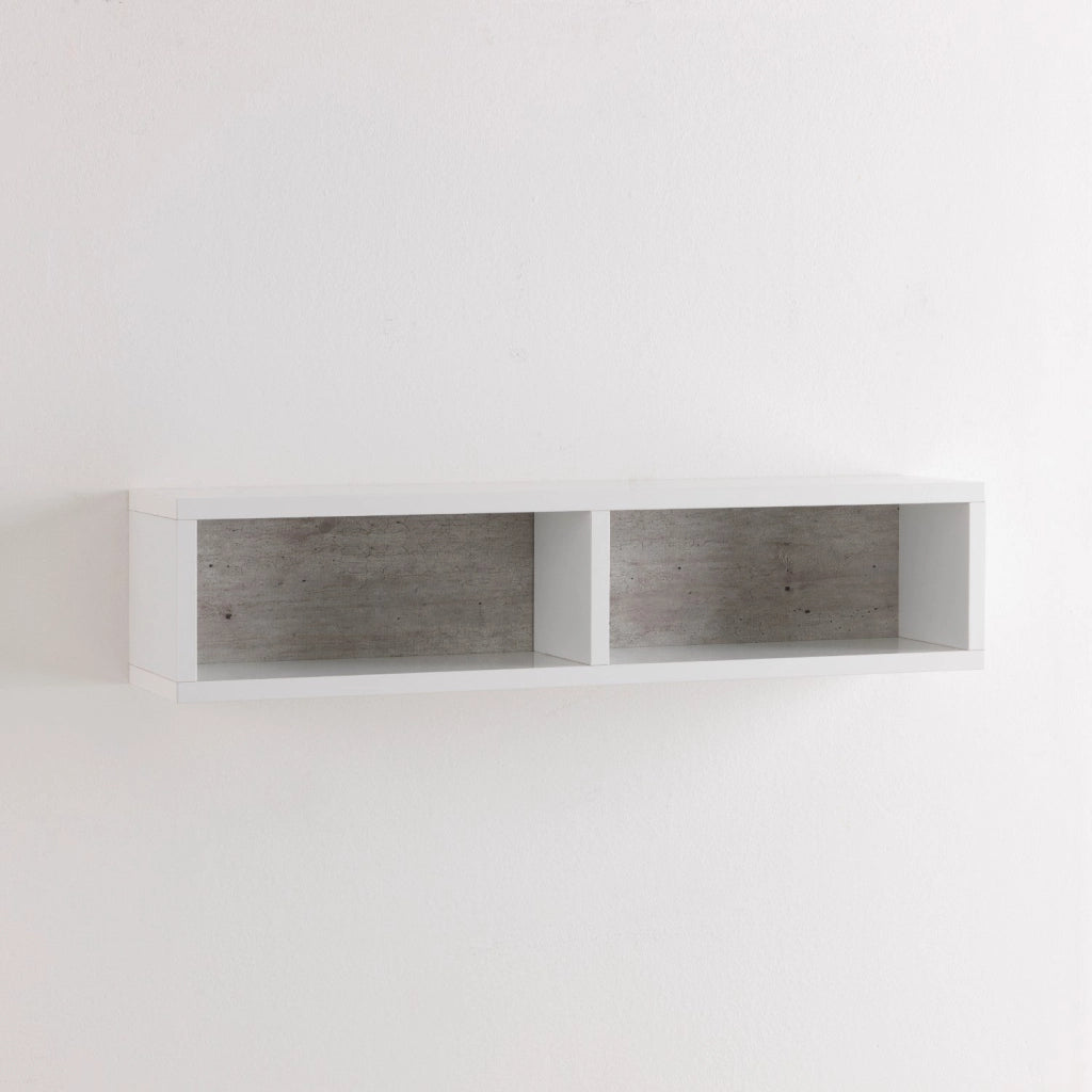 Pensile a Giorno 2 Vani da Soggiorno 17,5x16x78,2 cm TFT Belsk Bianco e Cemento