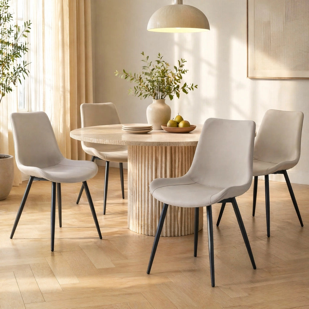 Sedia da pranzo con schienale ergonomico e piedini metallici antiscivolo in PU e metallo Grigio