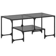 Tavolino da salotto | Tavolino da caff¨¨ | Tavolino da Soggiorno con Piano in Vetro Nero 98,5x50x45 cm Acciaio