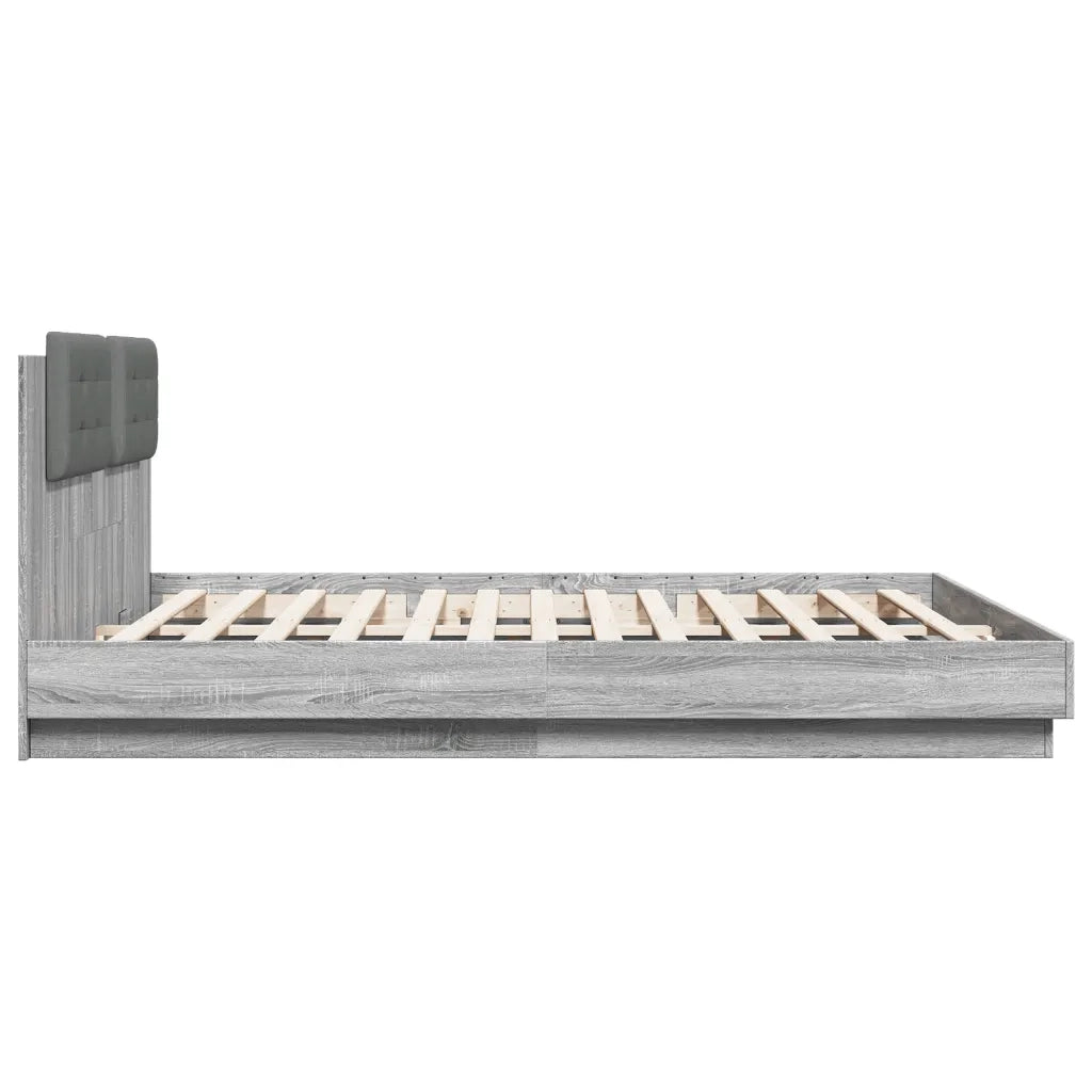 Giroletto con Testiera e LED Grigio Sonoma 160x200 cm 3210001