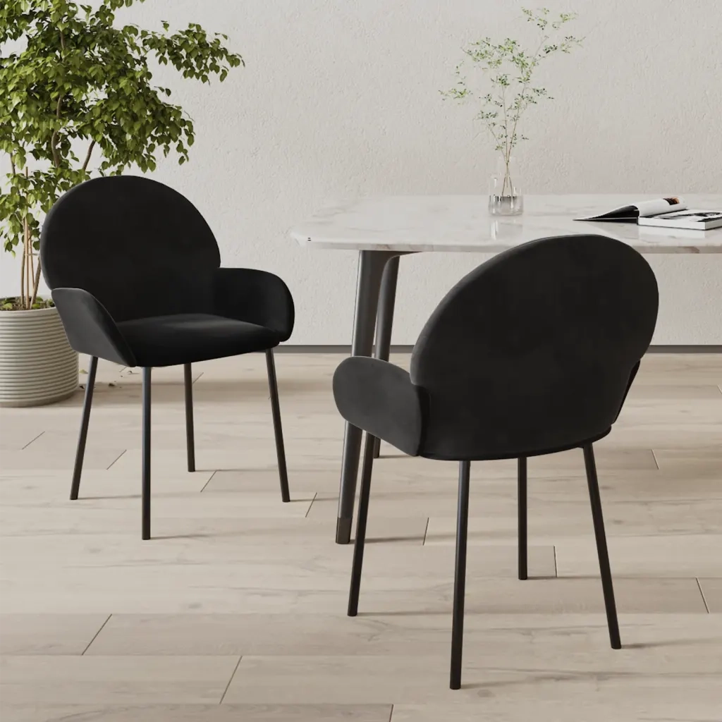 Sedie da Pranzo 2 pz Nere in Velluto 344769
