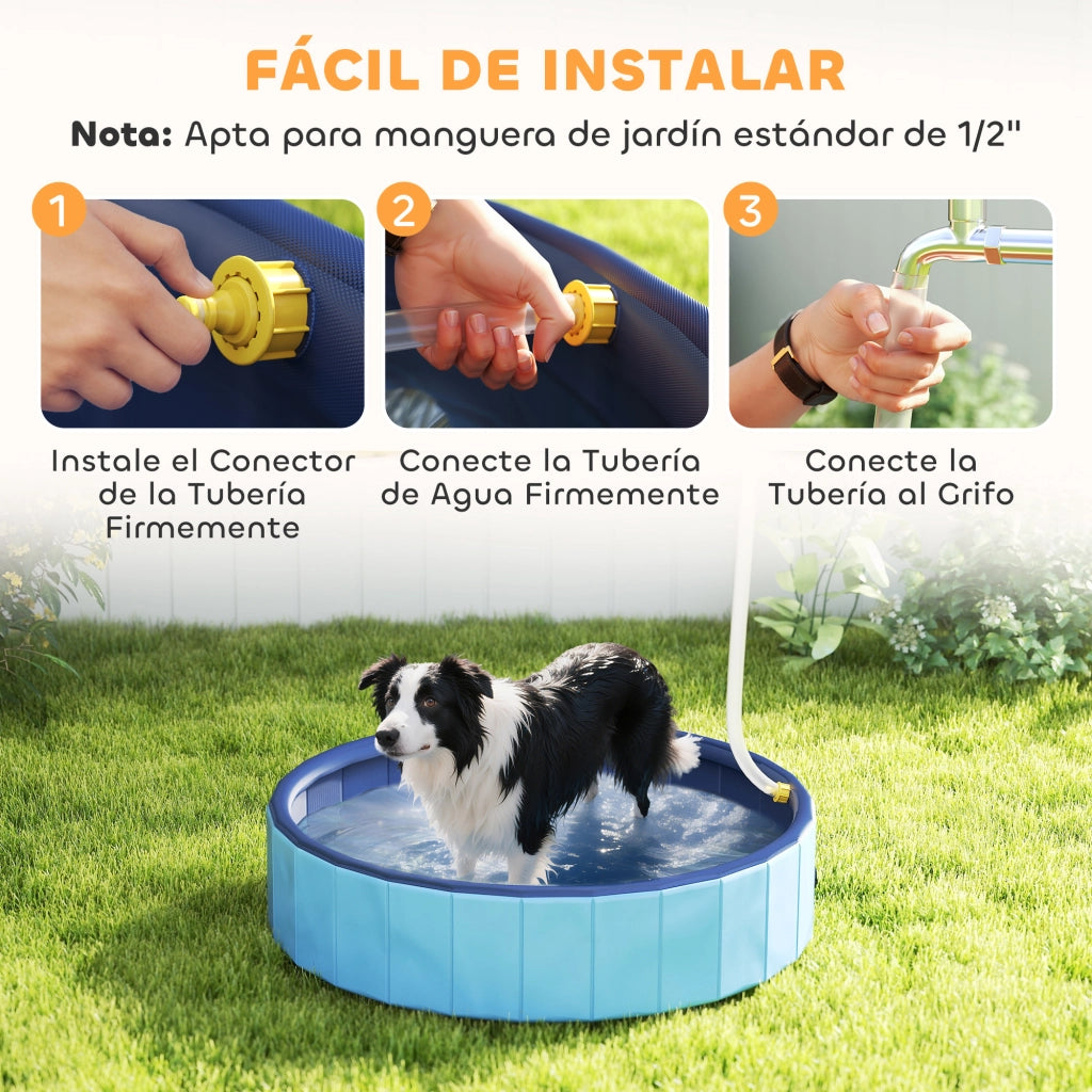 Piscina per cani pieghevole ¨C zephmum ¨C PVC antiscivolo ?100x30 cm blu chiaro
