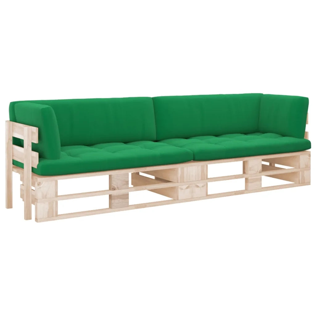 Divano a 2 Posti su Pallet con Cuscini Legno di Pino Impregnato cod mxl 56328