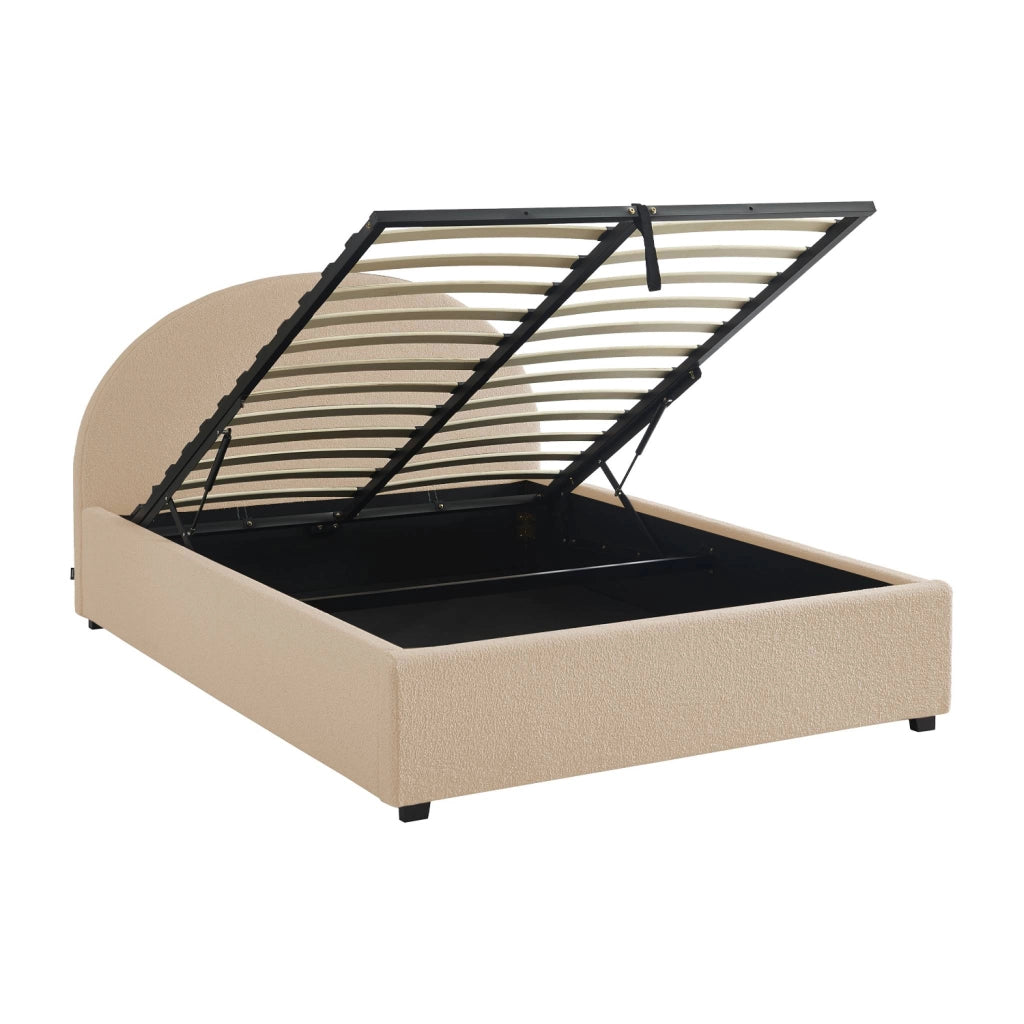 Struttura letto con contenitore e testiera 140x190cm, imbottita