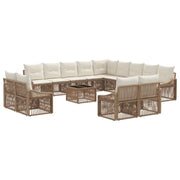 Set Divano da Giardino Regolabile 14 pcs Beige polyrattan 3436191
